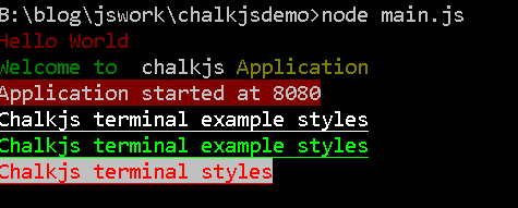 chalk example in nodejs