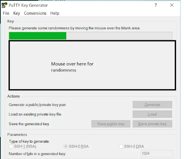 Generate public Key using PuttyGen client tool