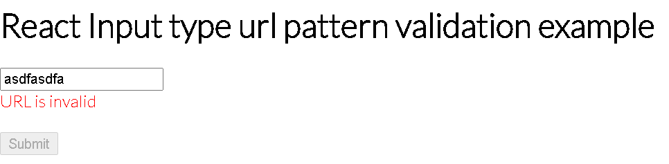 React Input type url form validation example
