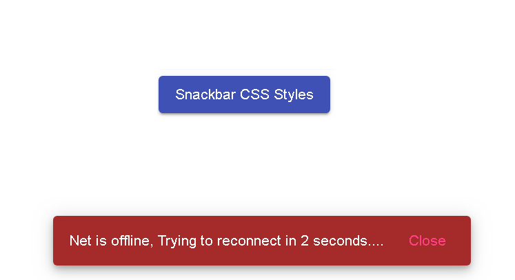 Angular material snackbar panelClass button