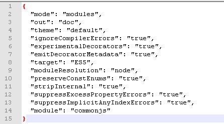 typedoc configuration typeconfig.json